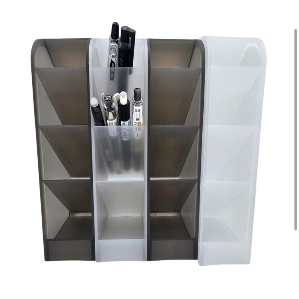Desk Organizer /w 4 Compartments, Pen Holder for Desktop Storage, Plastic | 4 pc
